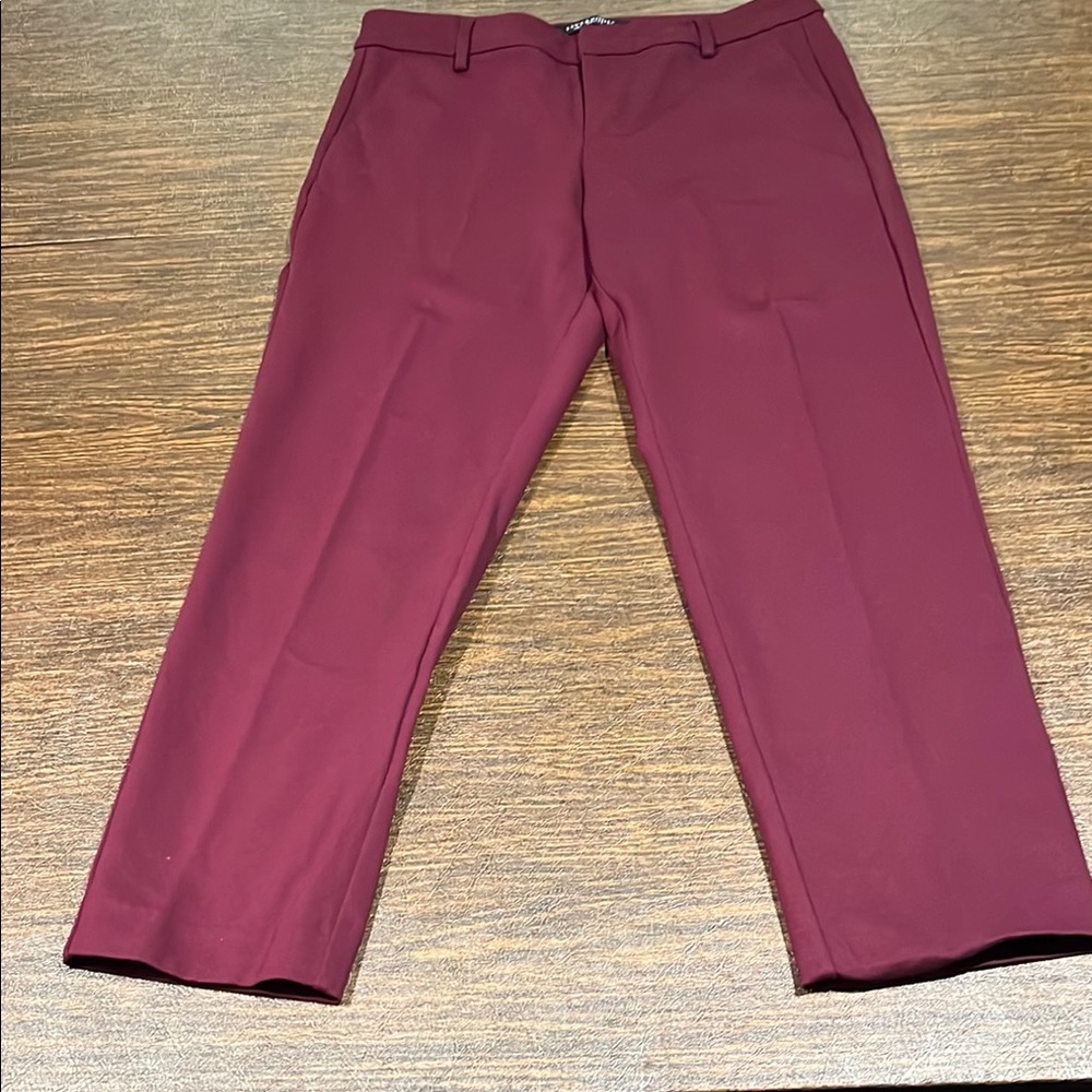 Liverpool Red Ankle Cropped Pants with Sleek Flat Front